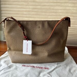 BORBONESE RECYCLED FABRIC SHOULDER BAG